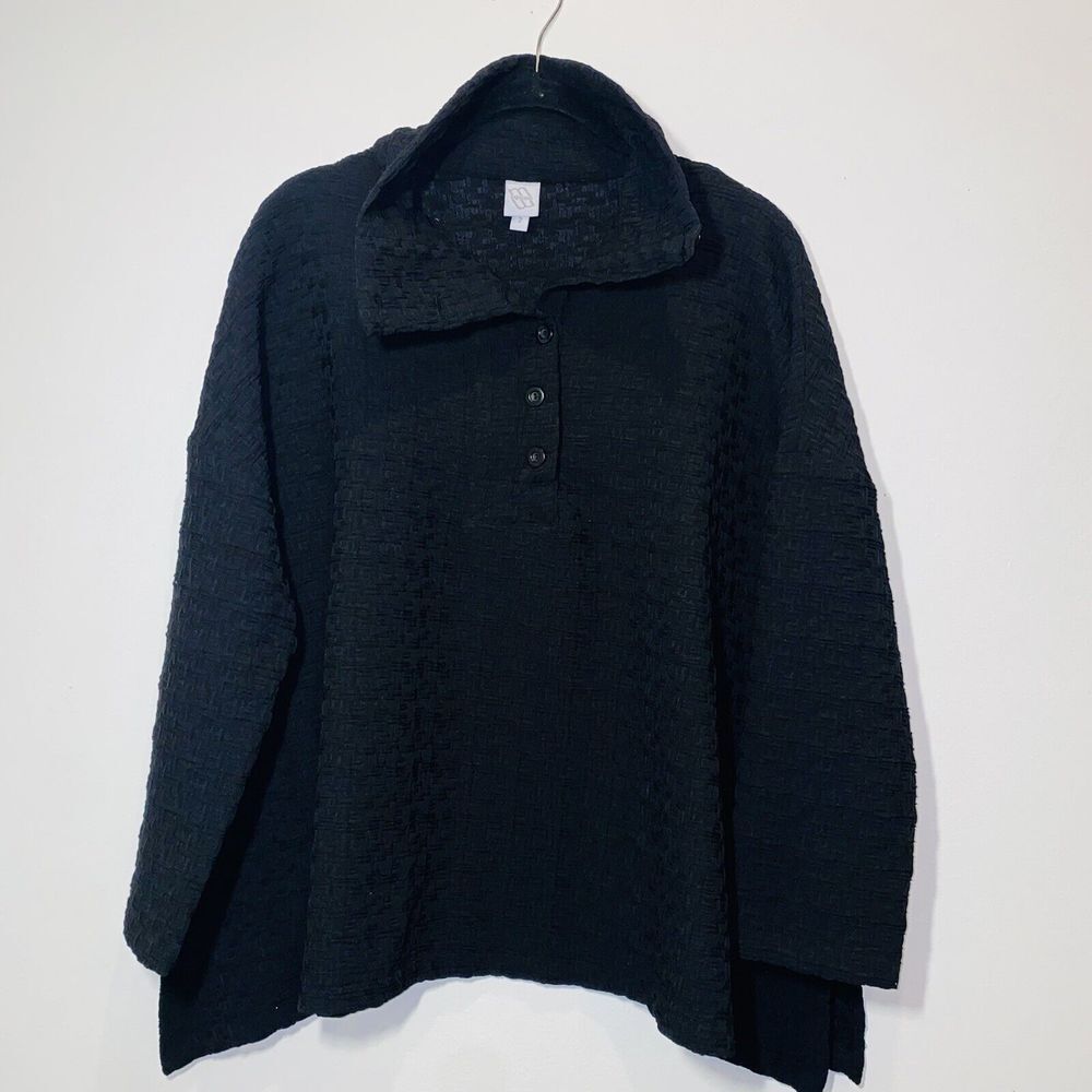 M Square by Neetu Malik Women’s 2/XL Top Lagenlook Woven Textured Artsy Tunic